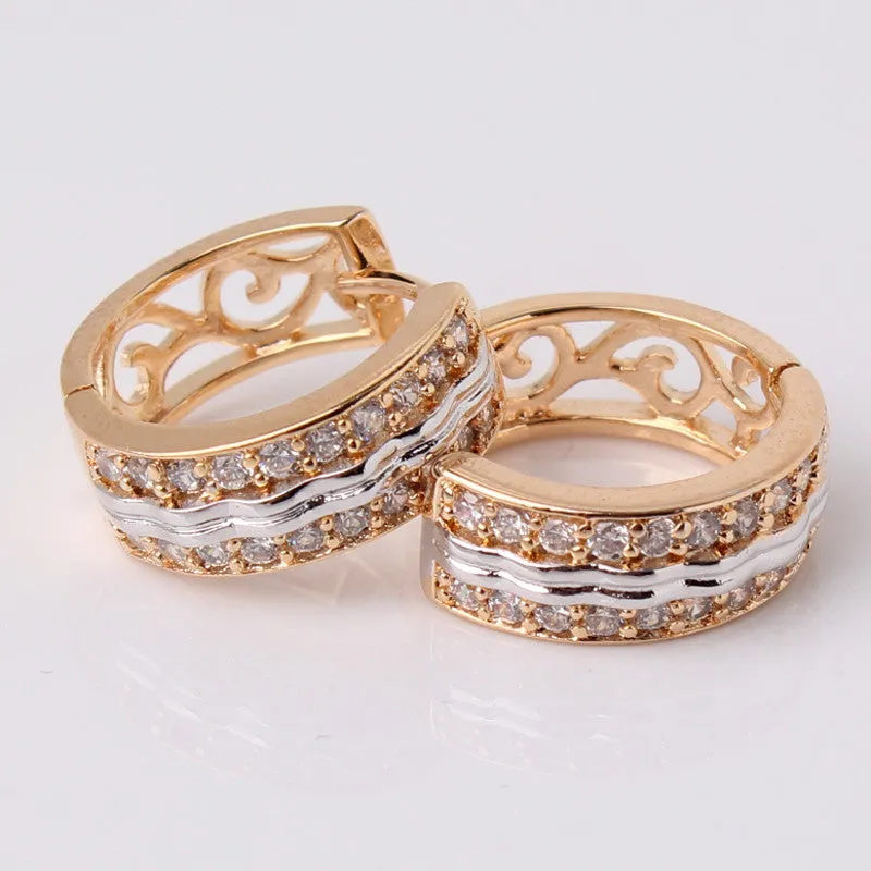 Fashion Jewellery Huggie Earing for Women White AAA Cubic Zirconia Hoop Earings Design Wedding Earring Brinco Bijoux