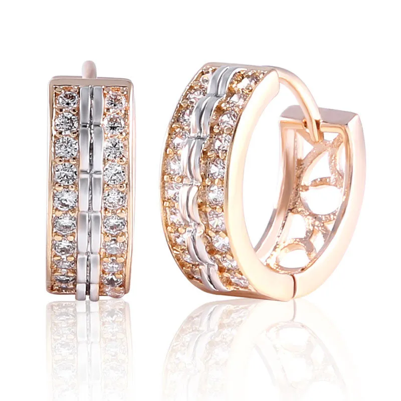 Fashion Jewellery Huggie Earing for Women White AAA Cubic Zirconia Hoop Earings Design Wedding Earring Brinco Bijoux