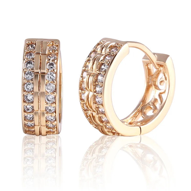 Fashion Jewellery Huggie Earing for Women White AAA Cubic Zirconia Hoop Earings Design Wedding Earring Brinco Bijoux