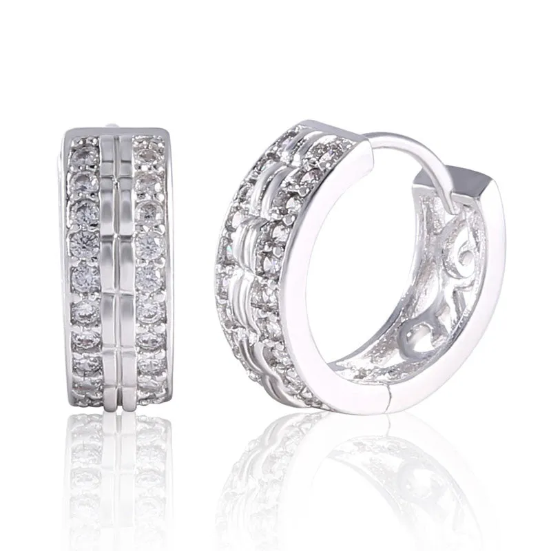 Fashion Jewellery Huggie Earing for Women White AAA Cubic Zirconia Hoop Earings Design Wedding Earring Brinco Bijoux