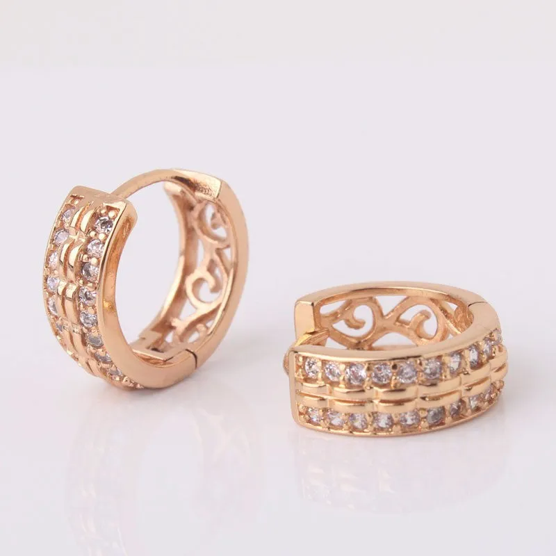 Fashion Jewellery Huggie Earing for Women White AAA Cubic Zirconia Hoop Earings Design Wedding Earring Brinco Bijoux