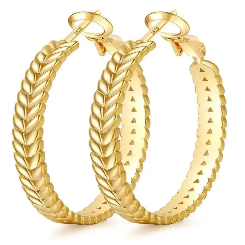 Fashion Wheat Ring Silver Earrings