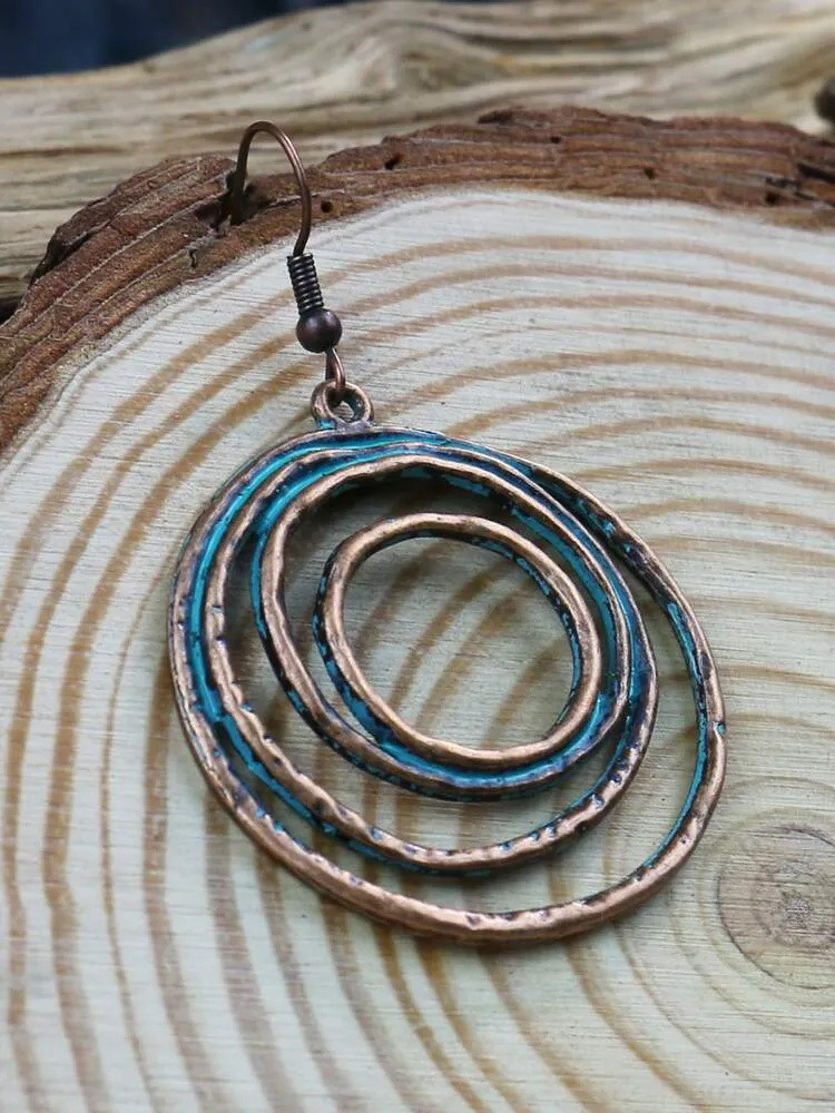 Fashionable Copper Circle Hoops with Patina