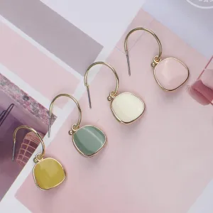 Fashionable Light Colored Metal Drop Earrings