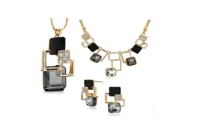 Fashionable Rhinestone Crystal Jewellery Set For Women