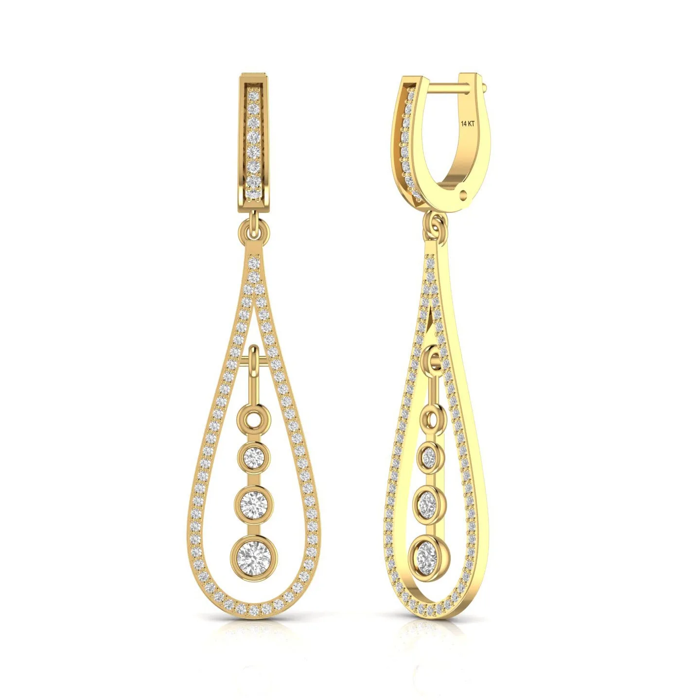 Fashionable Sterling Silver Long Drop Earrings