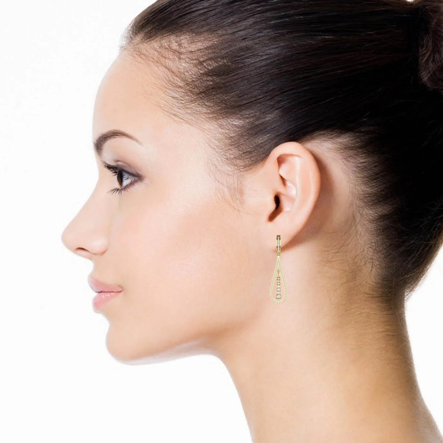 Fashionable Sterling Silver Long Drop Earrings