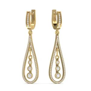 Fashionable Sterling Silver Long Drop Earrings