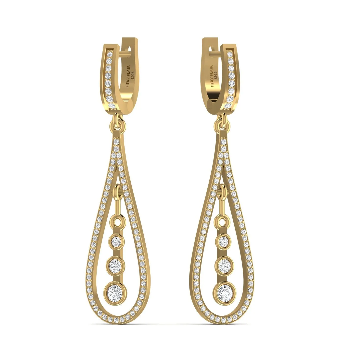 Fashionable Sterling Silver Long Drop Earrings