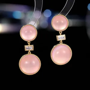 Fashionable Sweet Earrings French Simple Geometric Round Opal Earrings Women Jewely Accessories LYX042