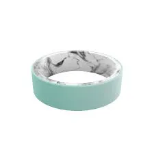 FINAL SALE Qalo Women's Switch White Marble & Aqua Silicone Ring