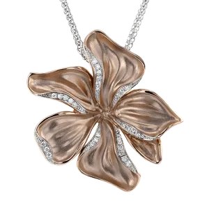 Flower Pendant Necklace in 18k Gold with Diamonds LP4865 WHITE 18K X ROSE