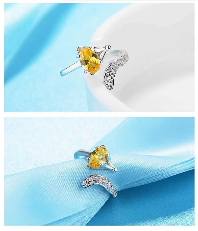Fox Silver Ring With Yellow Cubic Zirconia