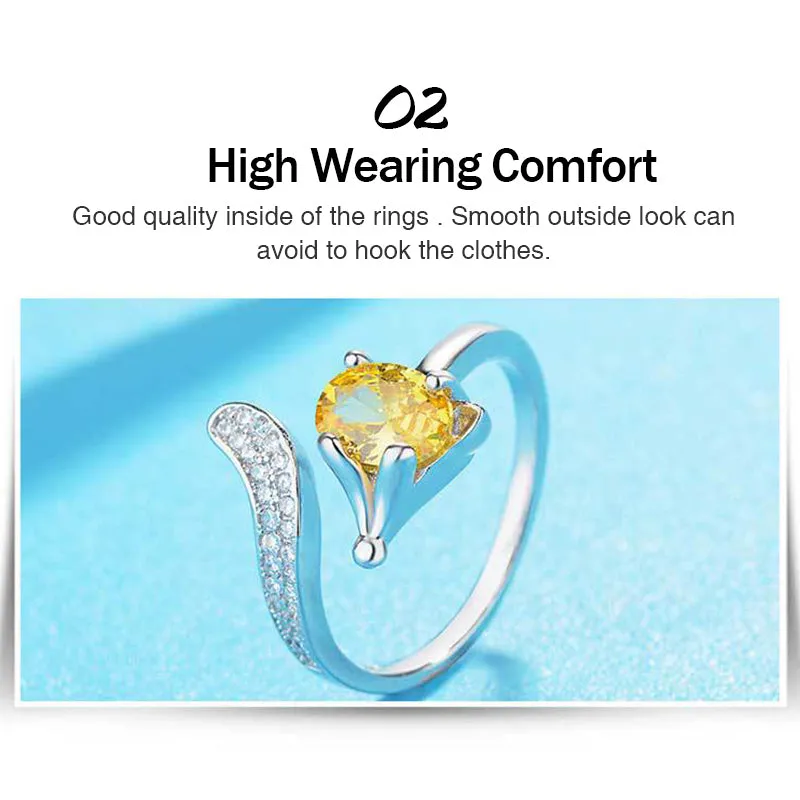 Fox Silver Ring With Yellow Cubic Zirconia