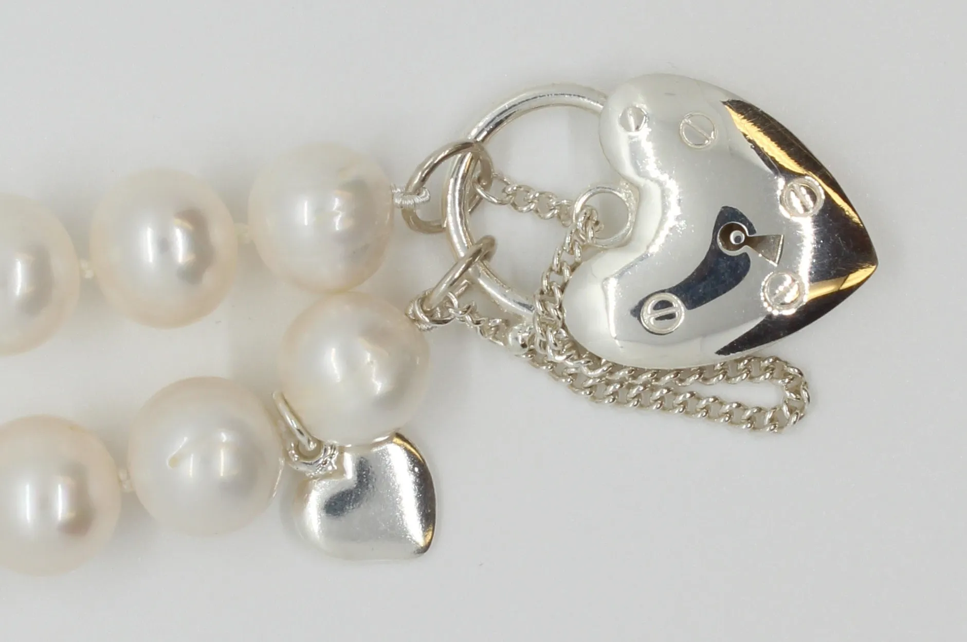 Freshwater White Round Baroque with Heart Locket Bracelet