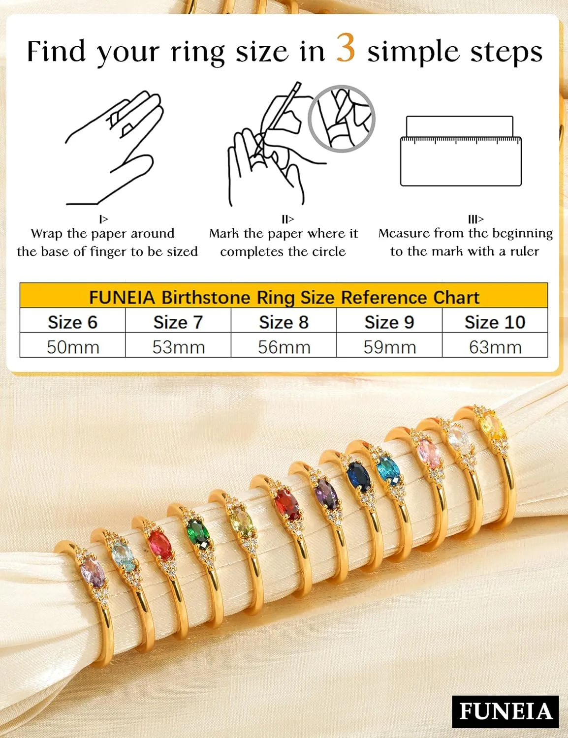 FUNEIA Gold Birthstone Rings for Women Non Tarnish Trendy Stackable Gold Rings that Don't Tarnish Dainty Emerald Green Gemstone Cubic Zirconia Wedding Engagement Ring for her Birthday Gifts Jewelry