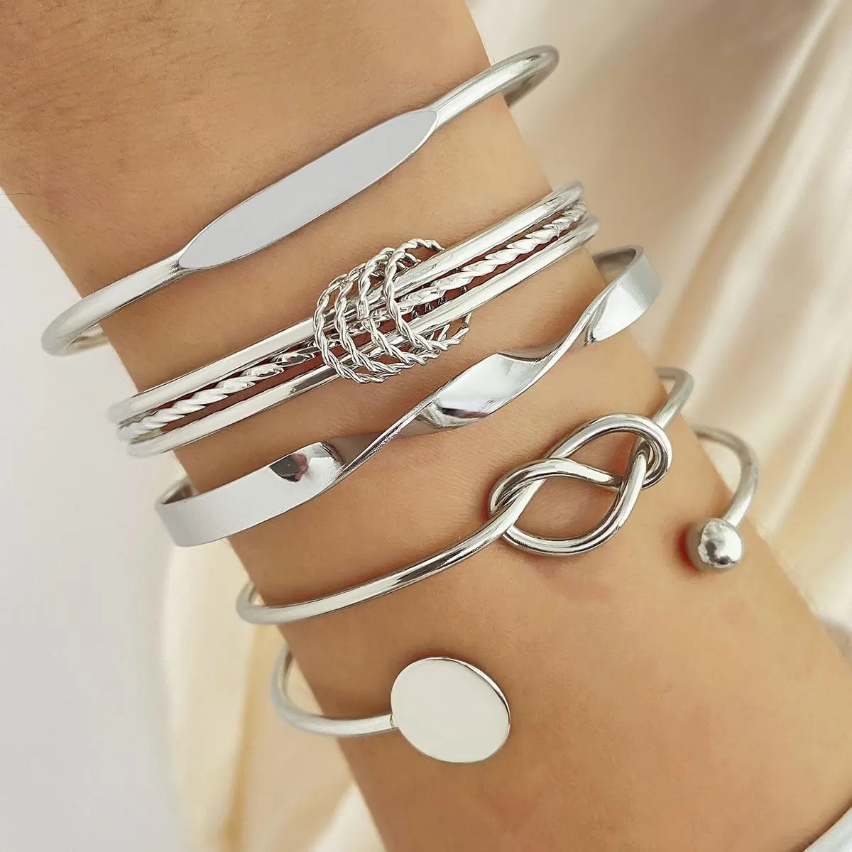 FUNOJOY Gold Bangle Bracelets Set for Women, Multi Layer Stackable Cuff Bracelets, Boho Open Adjustable Bangle Jewelry Gift for Her