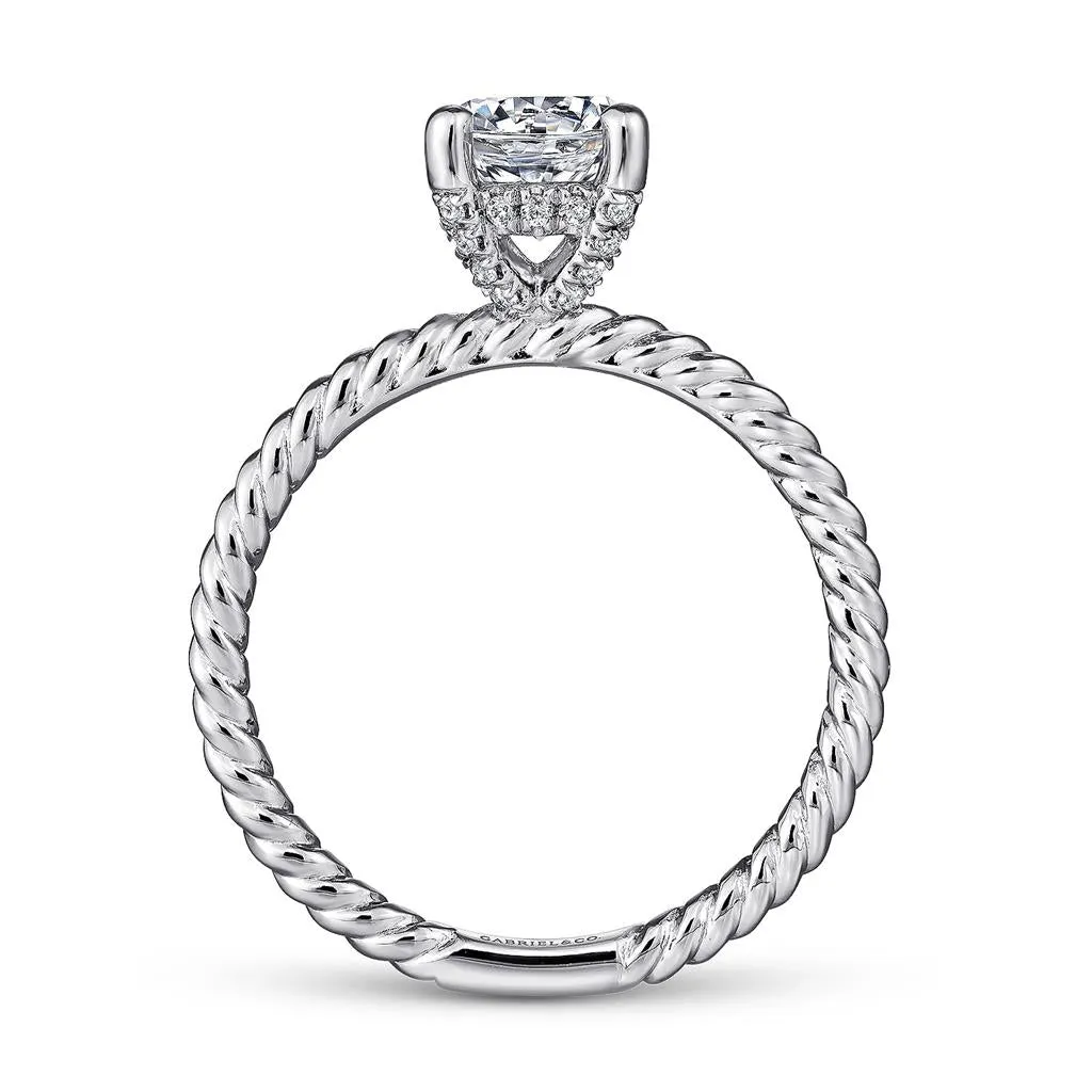 Gabriel & Co Bobbi - 14K White Gold Round Diamond Engagement Ring