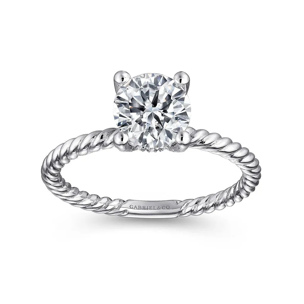Gabriel & Co Bobbi - 14K White Gold Round Diamond Engagement Ring