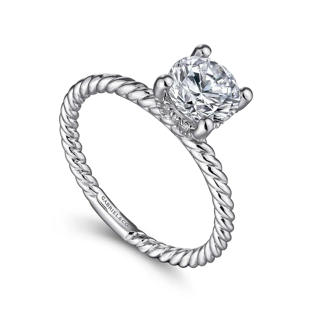 Gabriel & Co Bobbi - 14K White Gold Round Diamond Engagement Ring