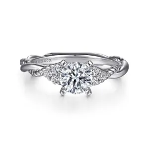Gabriel & Co Catalina - 14K White Gold Round Twisted Diamond Engagement Ring
