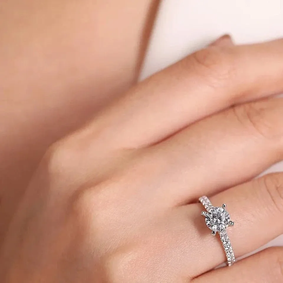 Gabriel & Co. "Erica" Round Cut Shared Prong Diamond Engagement Ring