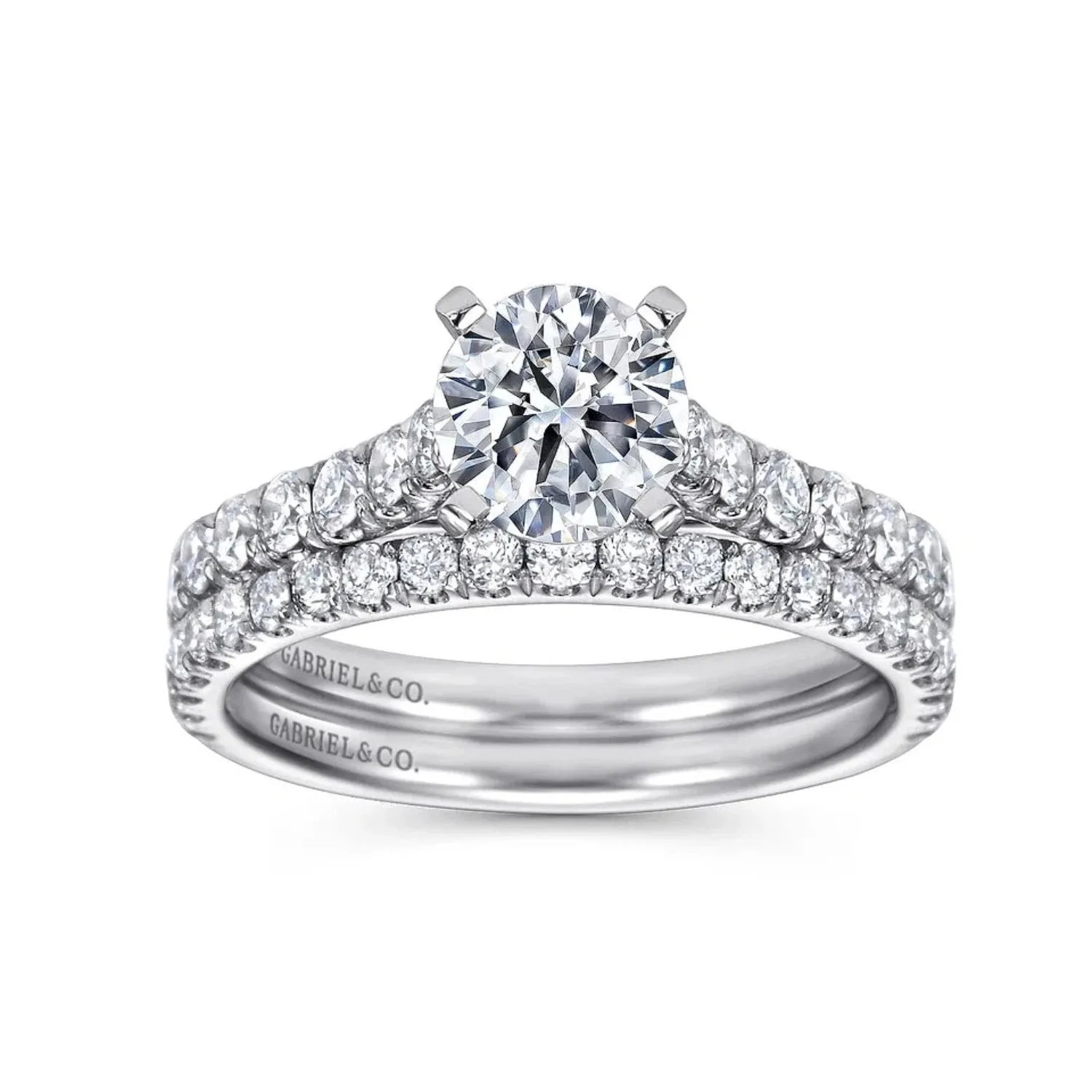 Gabriel & Co. "Erica" Round Cut Shared Prong Diamond Engagement Ring
