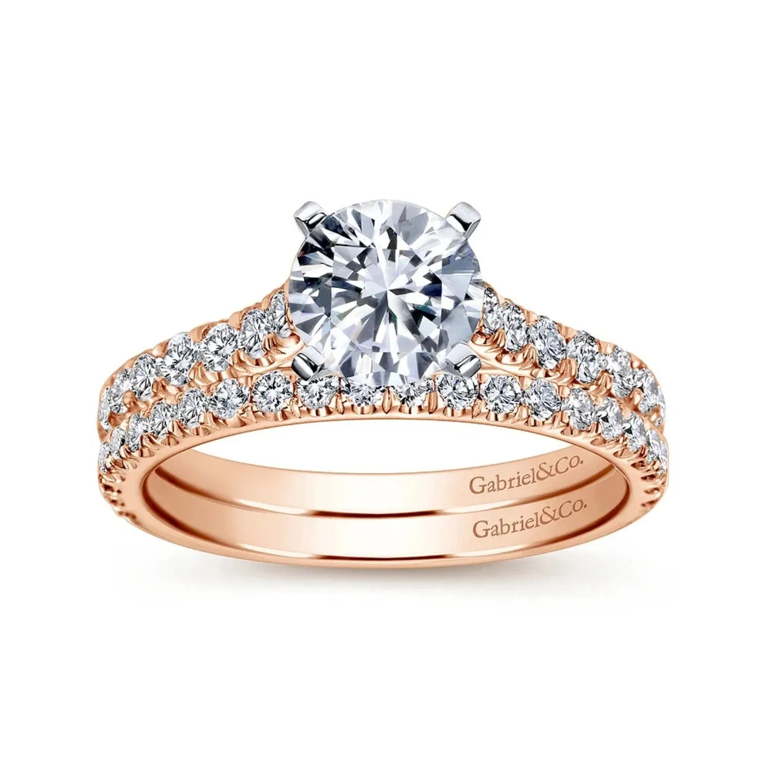 Gabriel & Co. "Erica" Round Cut Shared Prong Diamond Engagement Ring