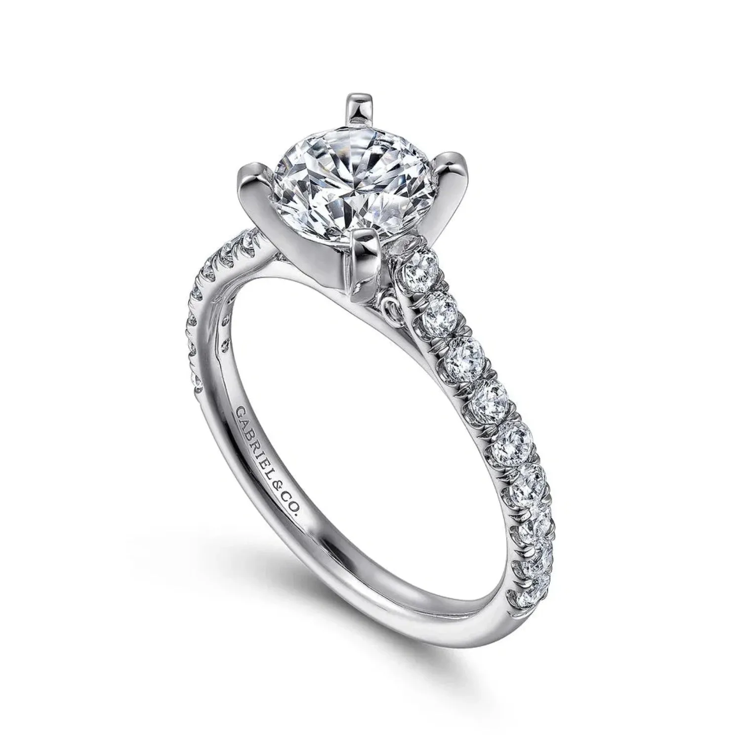 Gabriel & Co. "Erica" Round Cut Shared Prong Diamond Engagement Ring