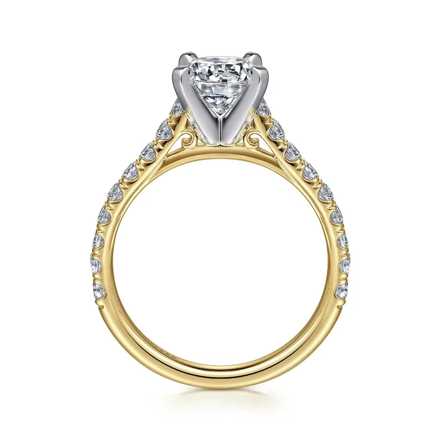 Gabriel & Co. "Erica" Round Cut Shared Prong Diamond Engagement Ring