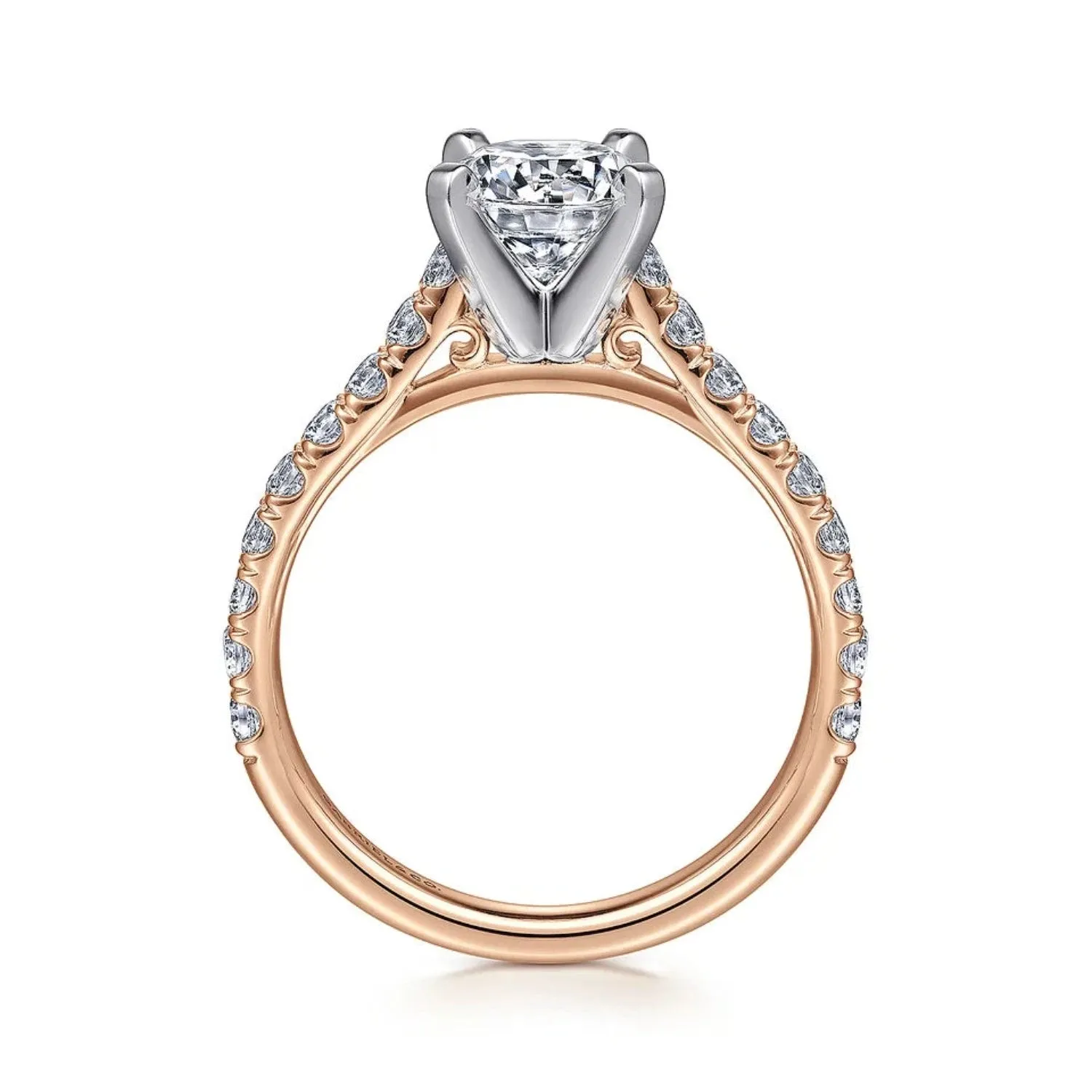 Gabriel & Co. "Erica" Round Cut Shared Prong Diamond Engagement Ring