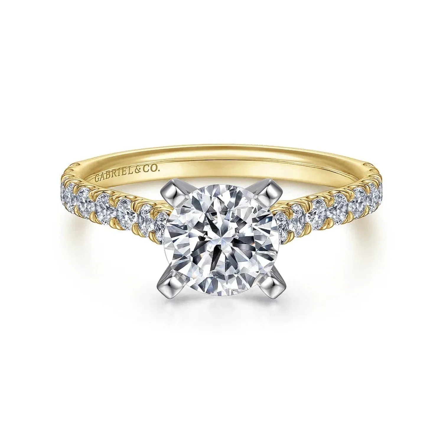 Gabriel & Co. "Erica" Round Cut Shared Prong Diamond Engagement Ring