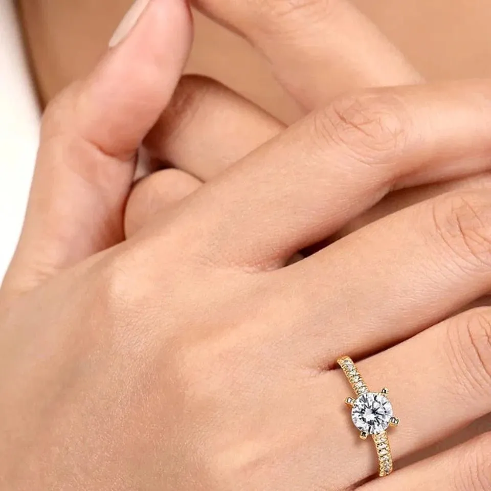 Gabriel & Co. "Erica" Round Cut Shared Prong Diamond Engagement Ring