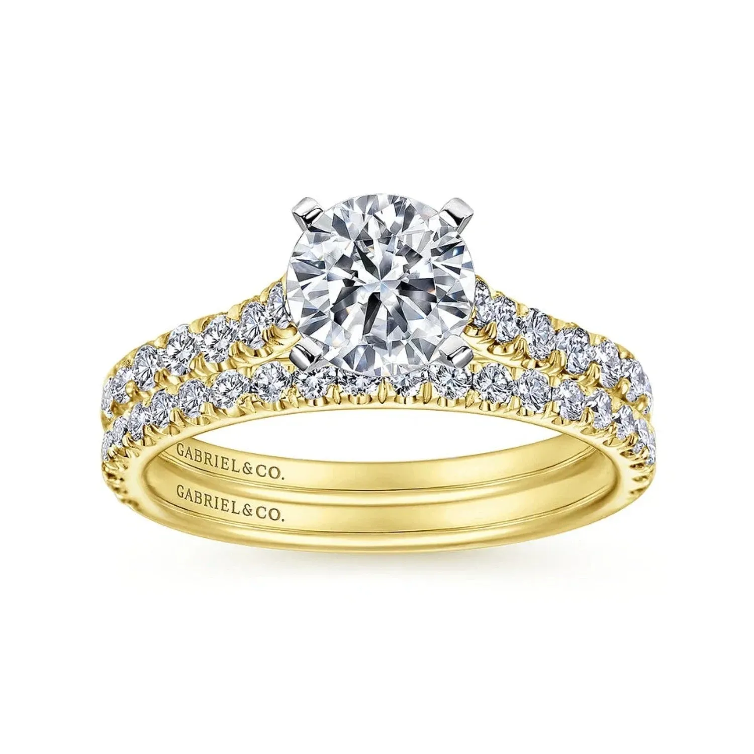 Gabriel & Co. "Erica" Round Cut Shared Prong Diamond Engagement Ring