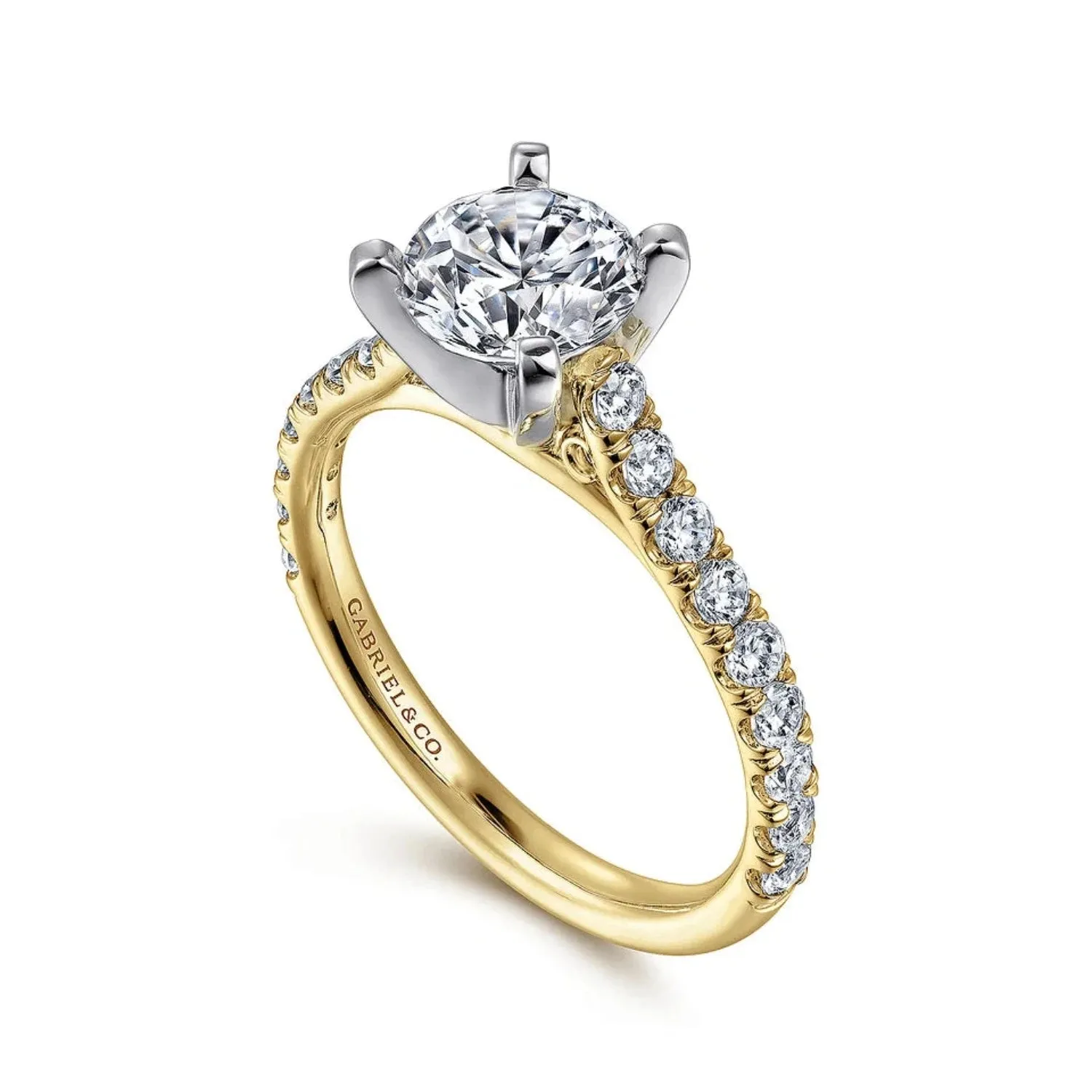 Gabriel & Co. "Erica" Round Cut Shared Prong Diamond Engagement Ring