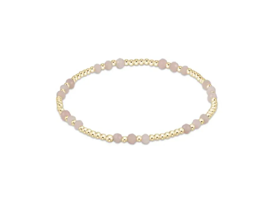 Gemstone Gold Joy Pattern 3mm Bead Bracelet - Pink Opal