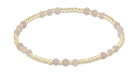 Gemstone Gold Joy Pattern 3mm Bead Bracelet- Pink Opal