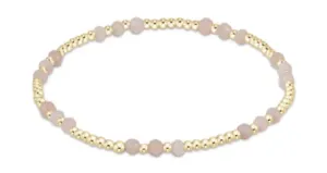 Gemstone Gold Joy Pattern 3mm Bead Bracelet- Pink Opal