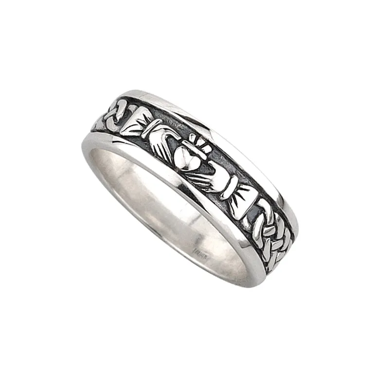 Gents Silver Oxidised Claddagh