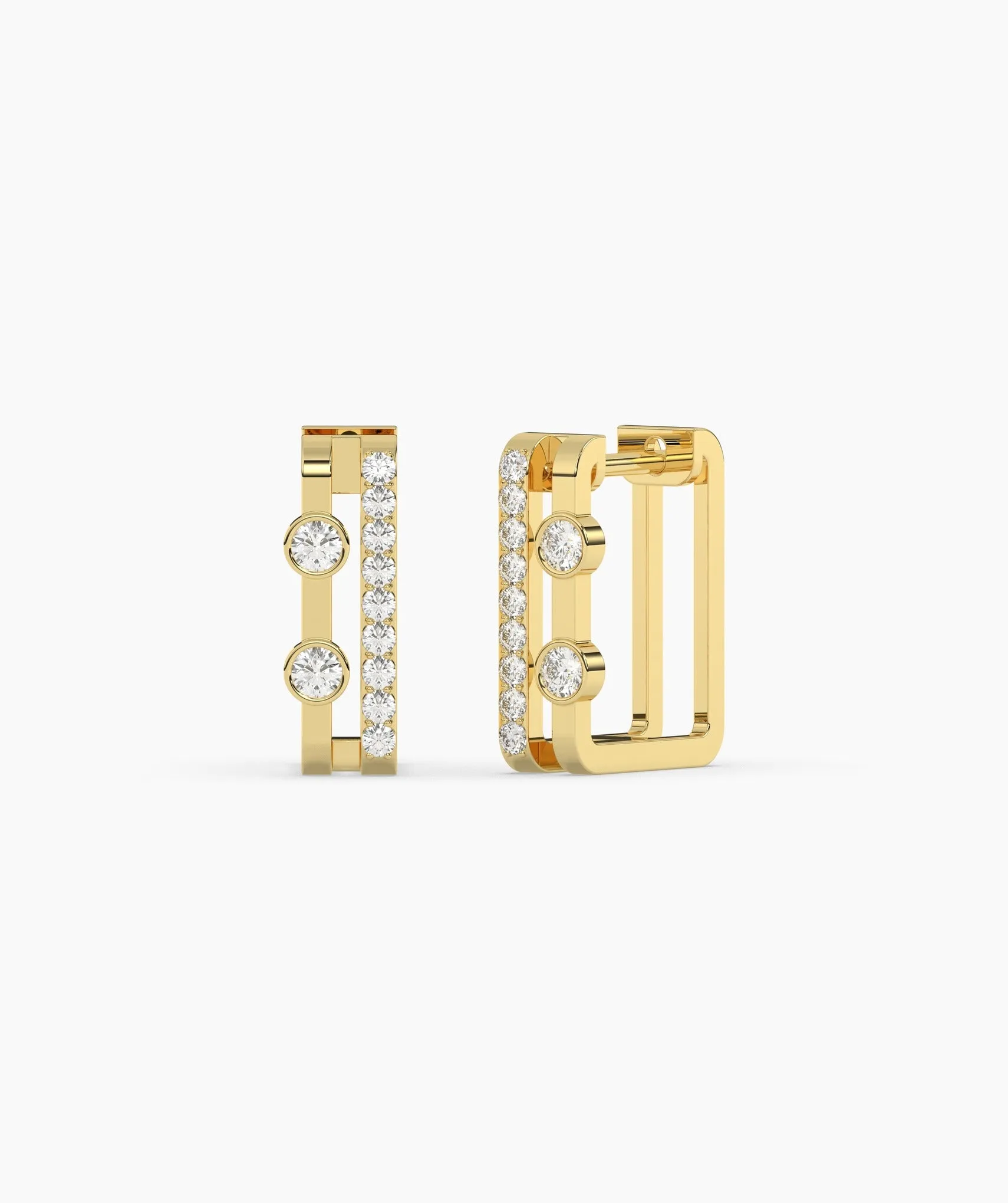 Geometric Diamond Huggie Earrings