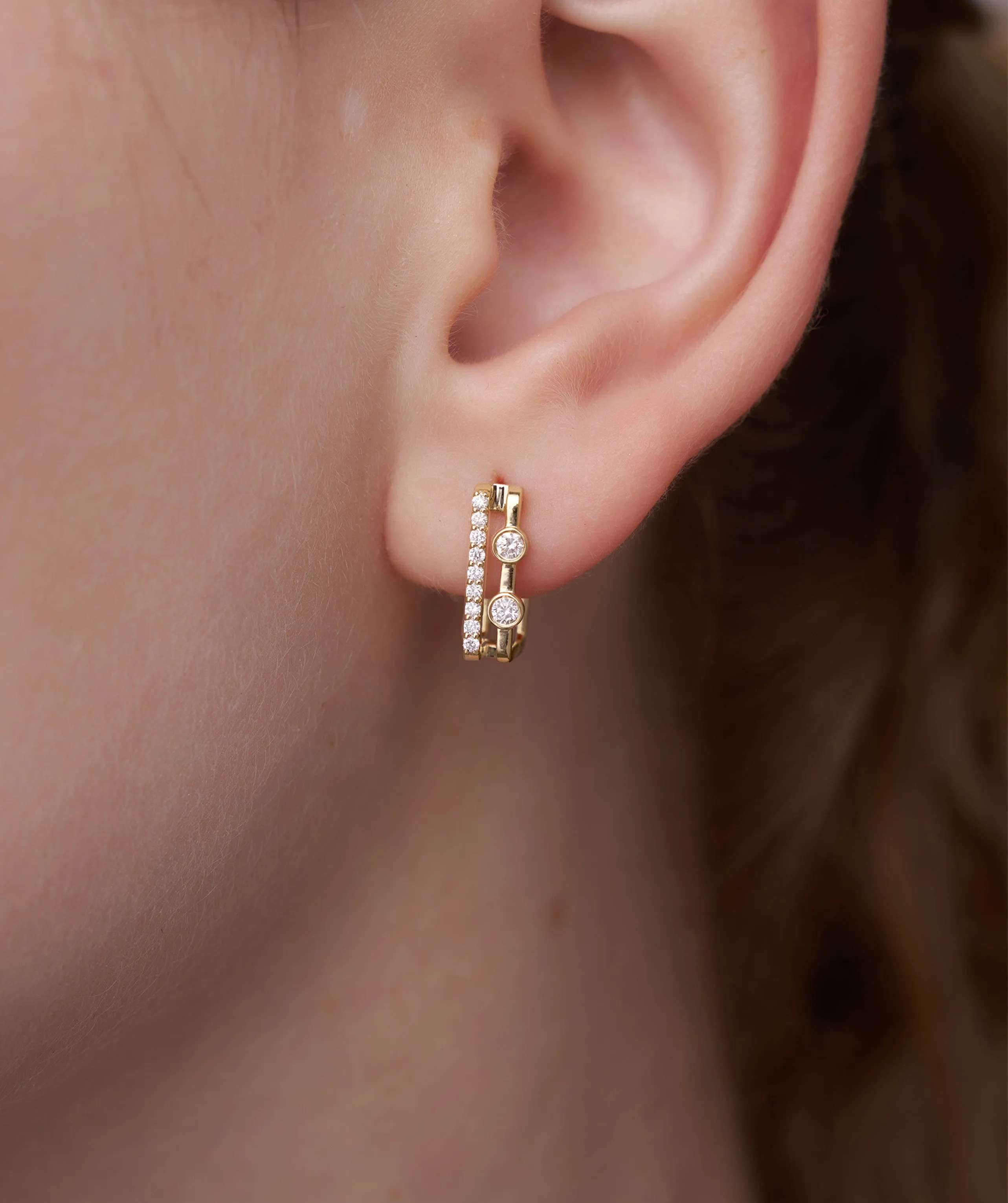 Geometric Diamond Huggie Earrings