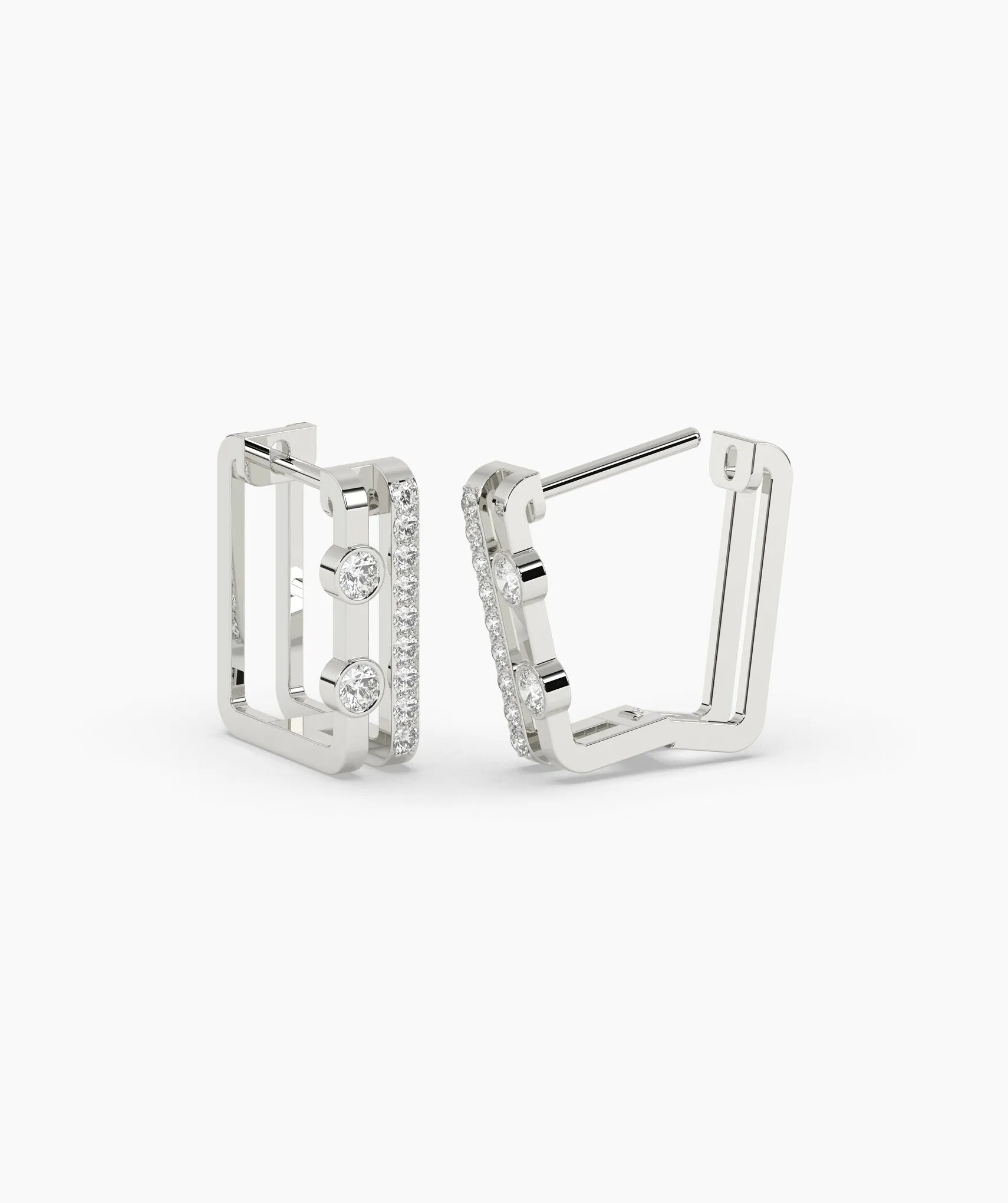 Geometric Diamond Huggie Earrings