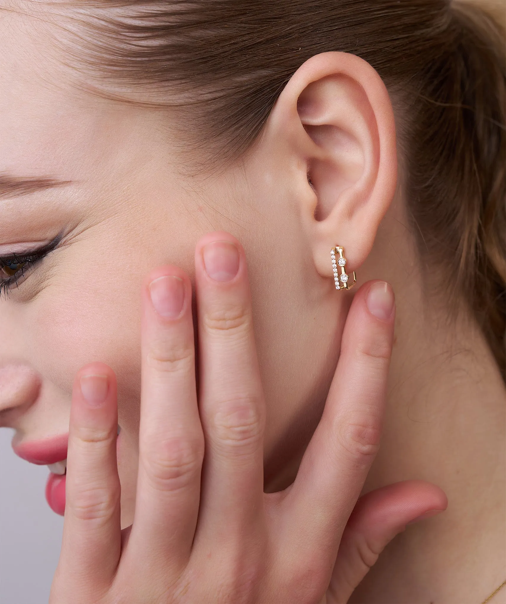 Geometric Diamond Huggie Earrings