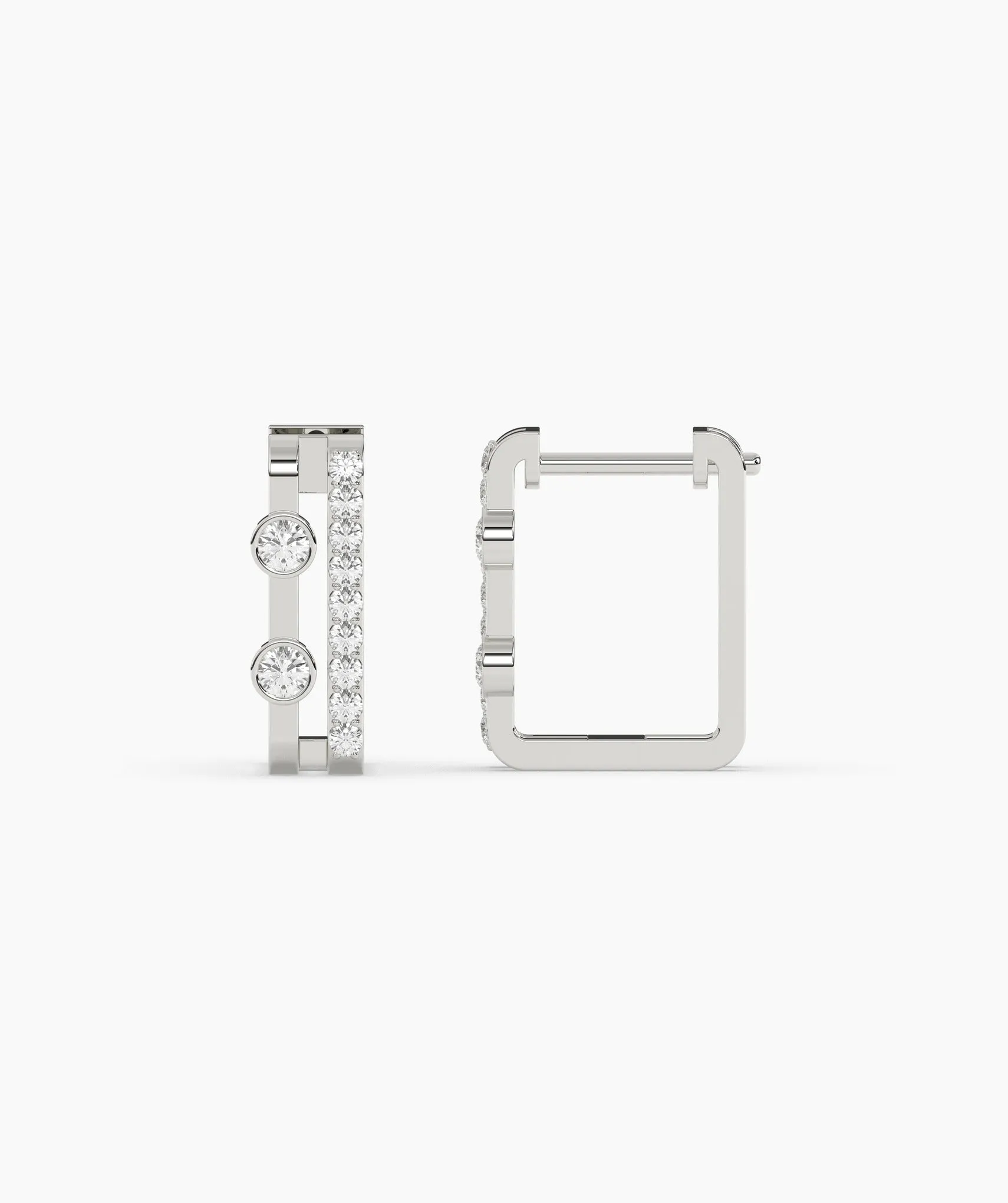Geometric Diamond Huggie Earrings