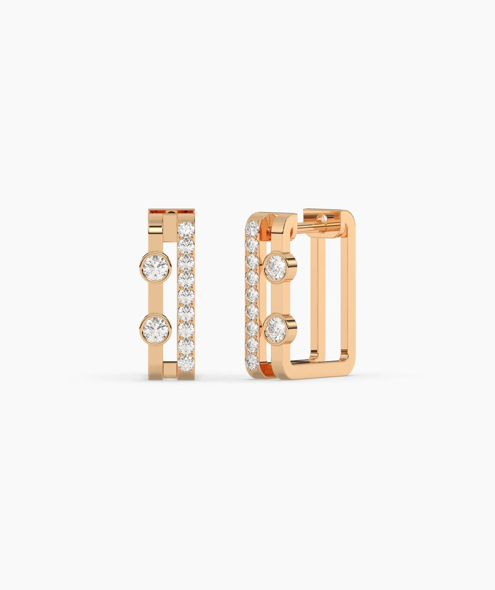 Geometric Diamond Huggie Earrings