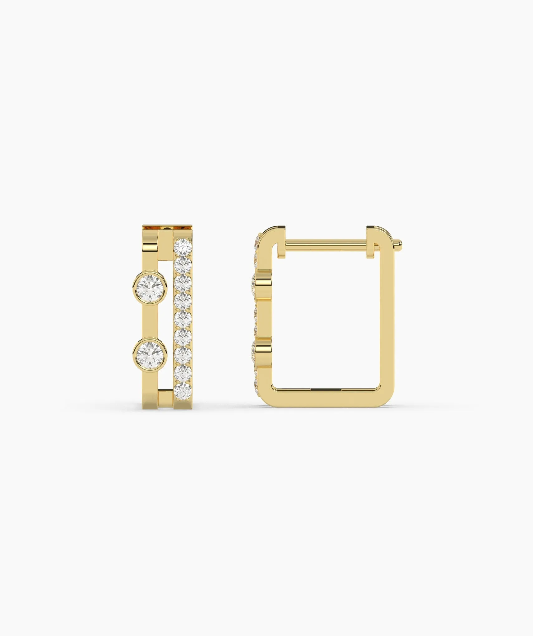 Geometric Diamond Huggie Earrings