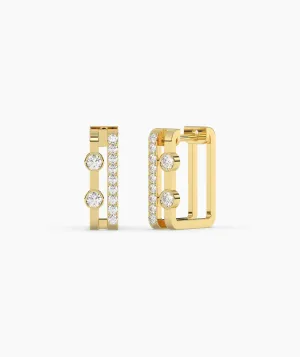 Geometric Diamond Huggie Earrings