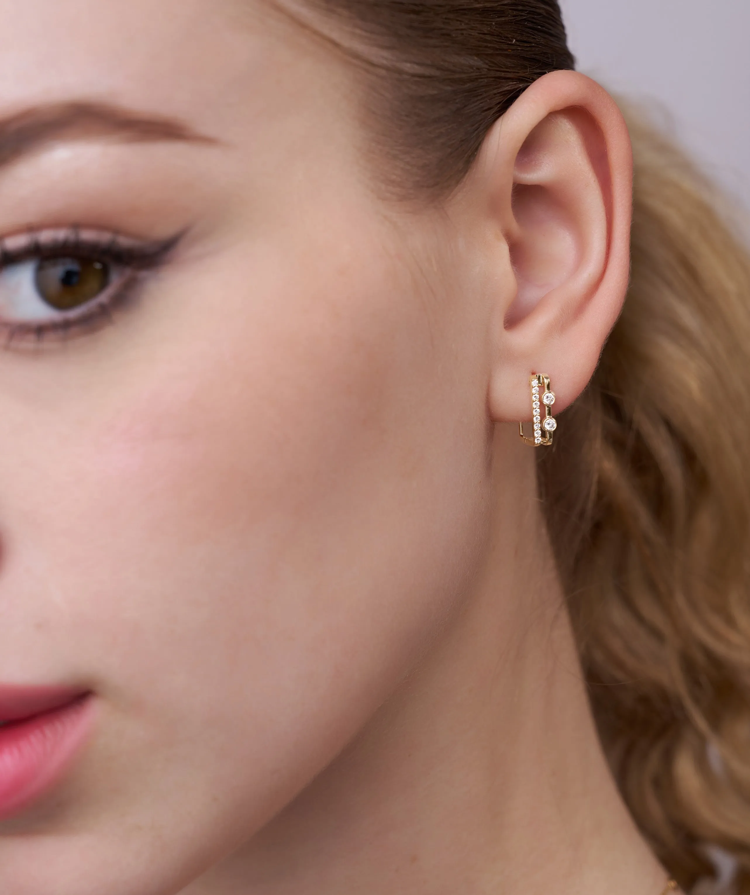 Geometric Diamond Huggie Earrings