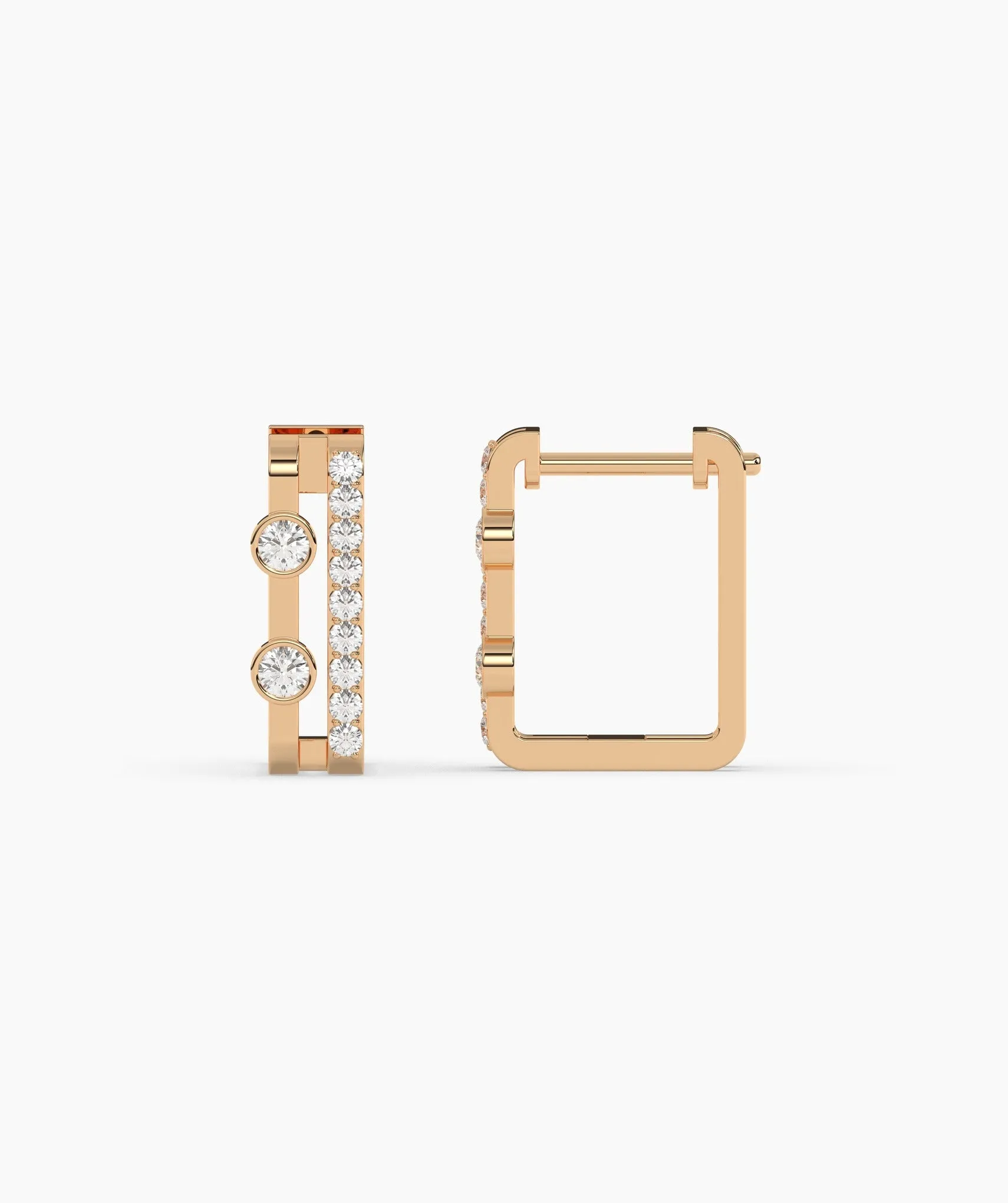Geometric Diamond Huggie Earrings