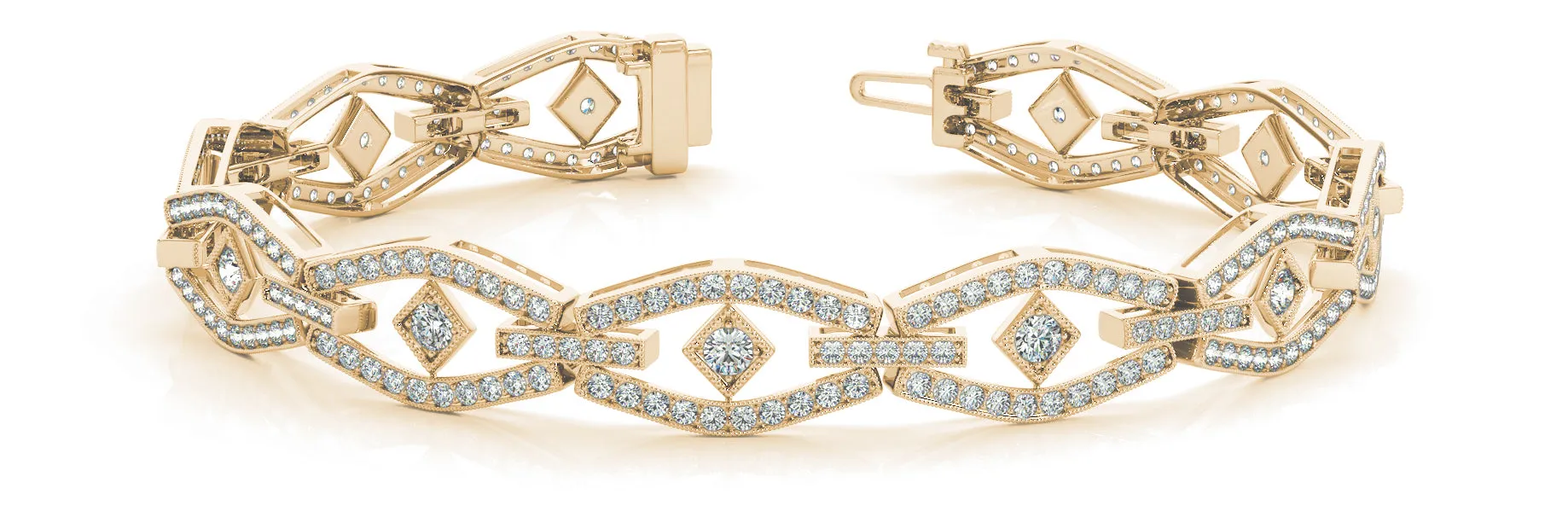 Geometric Milgrain Detail Diamond Bracelet